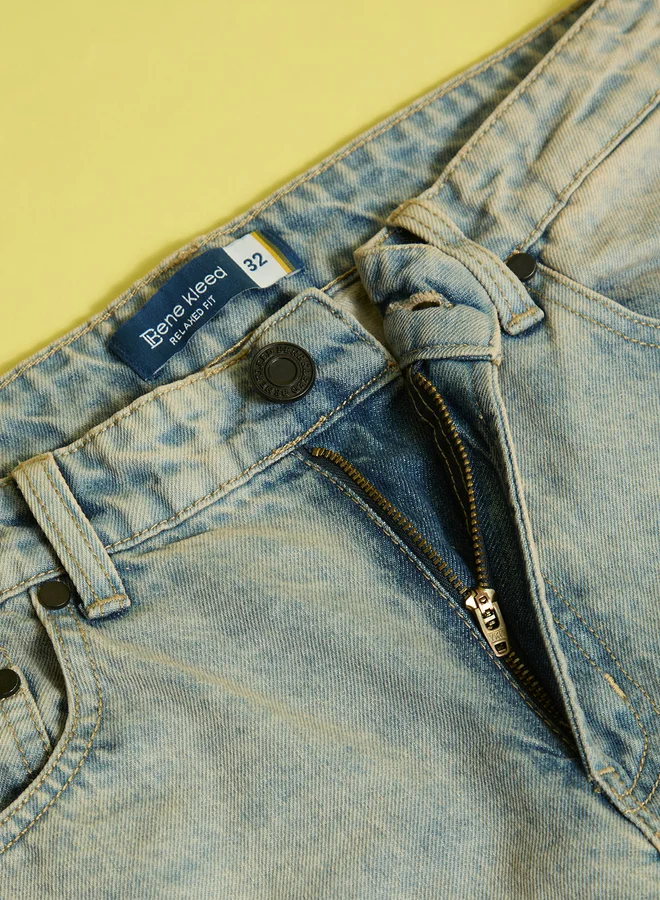 ستايلي Men Relaxed Fit Acid Wash Jeans By Bene Kleed