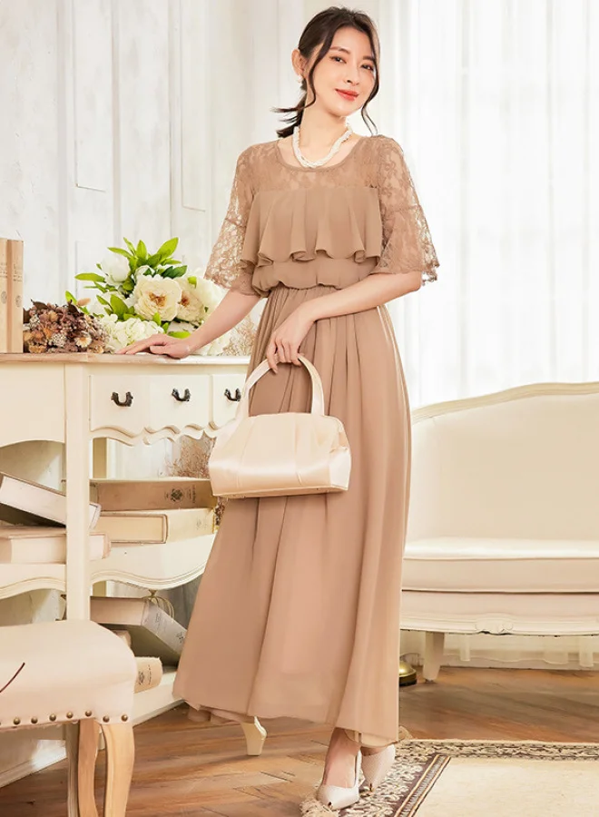 SIMPLEE Japanese Style Fresh Lace Chiffon Long Dress