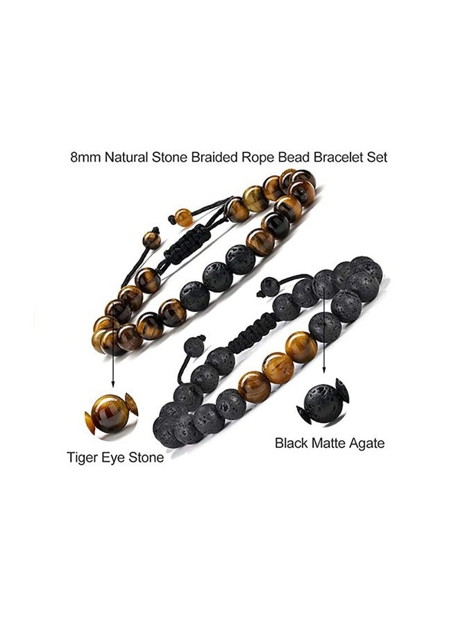 Men's Bracelets-Bracelet, Beaded Bracelet, 8mm Tiger Eye Lava Stone, Stress Relief Adjustable Tiger Eye Bracelet Aroma Essential Oil Diffuser Lava Bracelet Men’s Gift  - Image 4