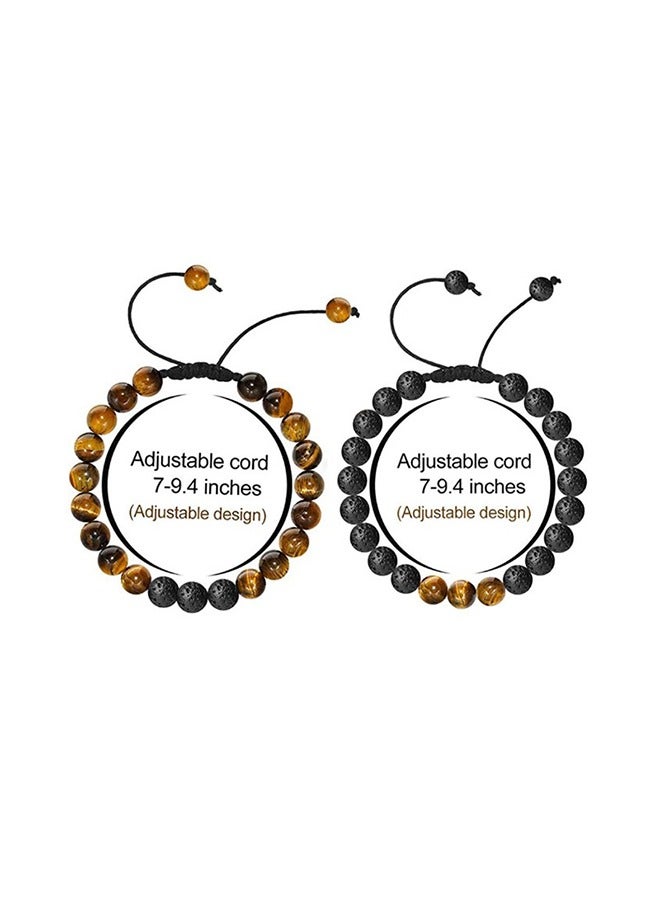 Men's Bracelets-Bracelet, Beaded Bracelet, 8mm Tiger Eye Lava Stone, Stress Relief Adjustable Tiger Eye Bracelet Aroma Essential Oil Diffuser Lava Bracelet Men’s Gift  - Image 5