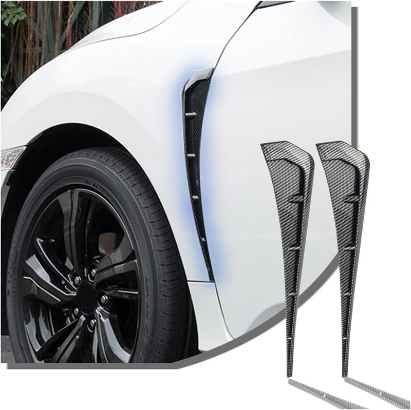 JNNJ 2PCS Car Fender Side Vents, Carbon Fiber Spoiler Body Decoration Cover, PET Fender Decorative Sticker Trim, Air Flow Intake Hole Grille, Auto Exterior Accessories for Most Cars(Carbon-Fibre) - Image 1