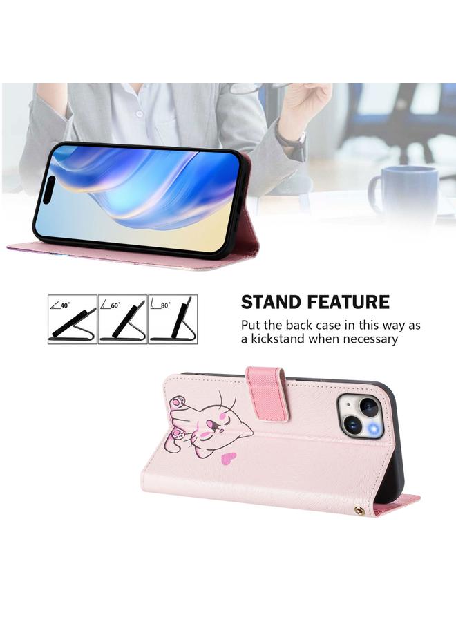 S-TOP Case For iPhone 14 Plus Art Colored Drawing Pattern Leather Phone Case - Image 3