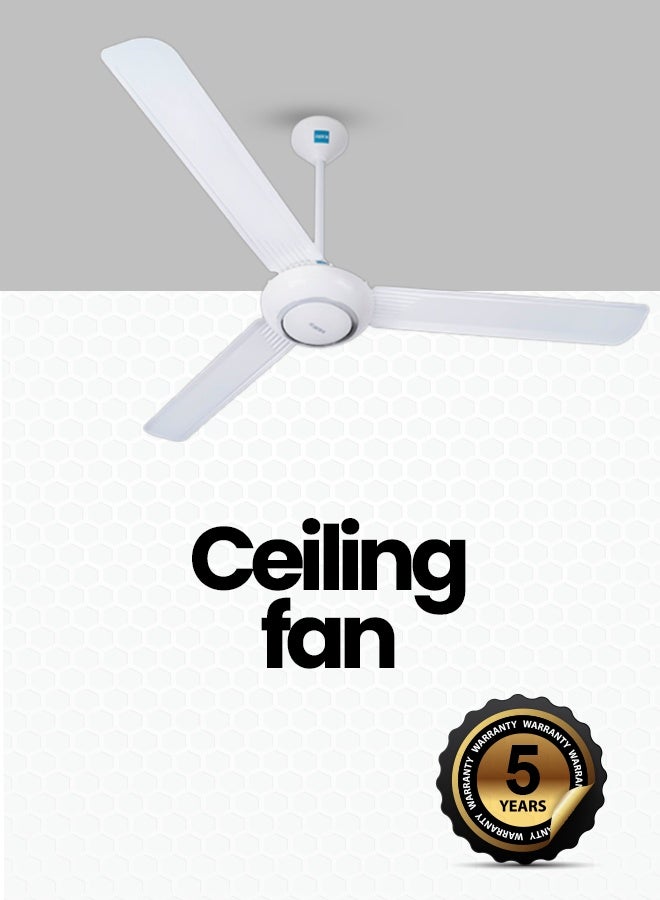 Selex 56'' Ceiling Fan | Double Ball Bearing | 3-Speed | 3-Blade Strong Air Breeze | Indoor Fan with Durable Scratch-Resistant Body & High-Quality Motor | 85W | Ideal for Home & Office | 5-Years Warranty - Image 1