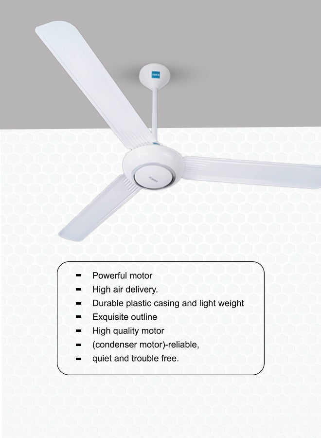 Selex 56'' Ceiling Fan | Double Ball Bearing | 3-Speed | 3-Blade Strong Air Breeze | Indoor Fan with Durable Scratch-Resistant Body & High-Quality Motor | 85W | Ideal for Home & Office | 5-Years Warranty - Image 3