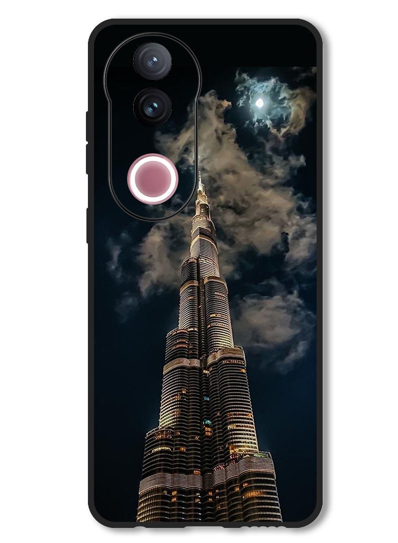 Theodor Case Compatible with Vivo V50 Protection Shockproof Bumper Cover Burj Khalifa In Night - Image 1