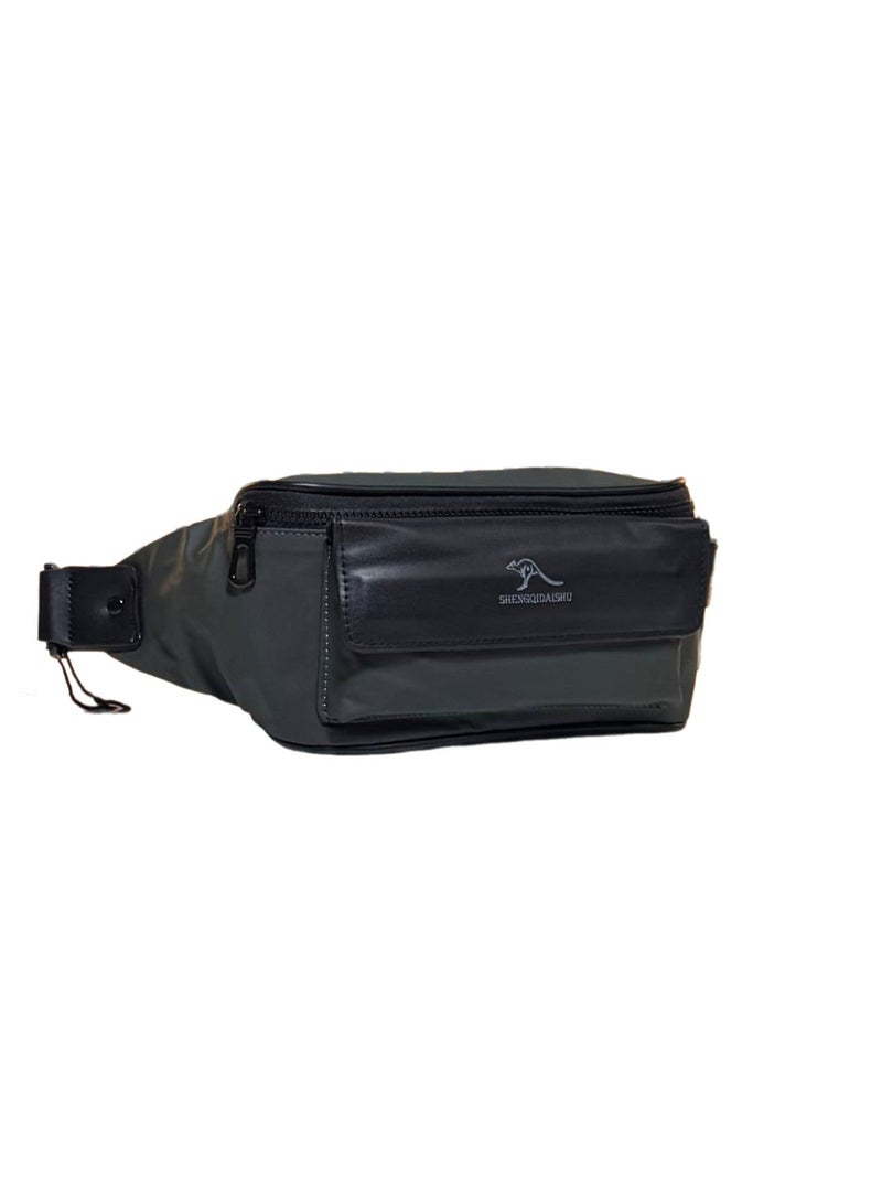Kangroo DARKgreen waterproof waist bag with zippered pocket and large main pocket / High quality for students and more items Large crossbody bag (green) - Image 4