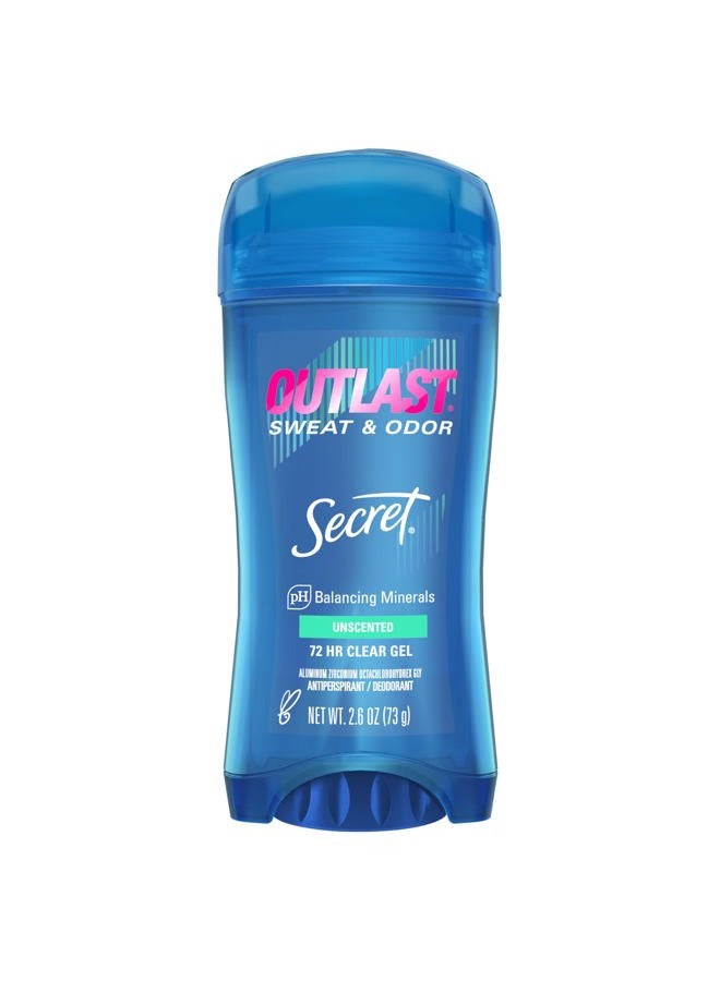 Secret مزيل العرق أوتلست للنساء، حماية من العرق والرائحة، معادن متوازنة للحموضة، جل شفاف، بدون رائحة، 2.6 أونصة - Image 1