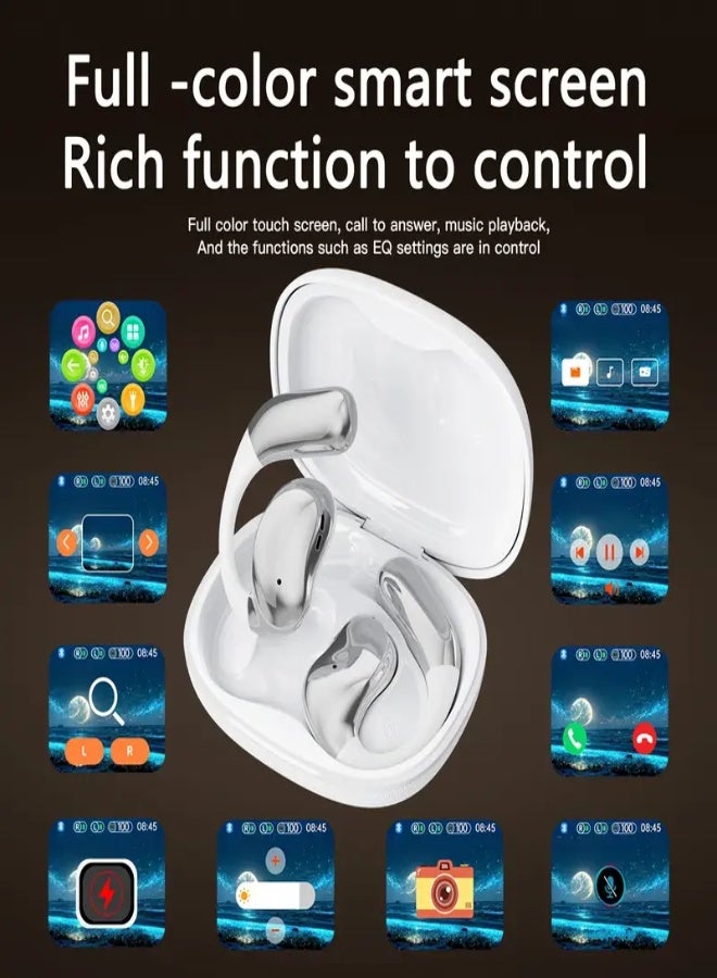 AROAQ AI Real-Time Translation Headphones with LCD Touch Screen – Supports 144 Languages, Wireless OWS Earphones with Voice Assistant, Noise Cancellation, Smart Camera, Flashlight, USB Charging , Black - Image 3