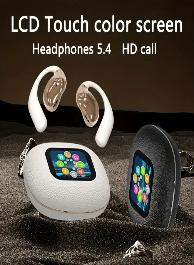 AROAQ AI Real-Time Translation Headphones with LCD Touch Screen – Supports 144 Languages, Wireless OWS Earphones with Voice Assistant, Noise Cancellation, Smart Camera, Flashlight, USB Charging , Black - Image 2