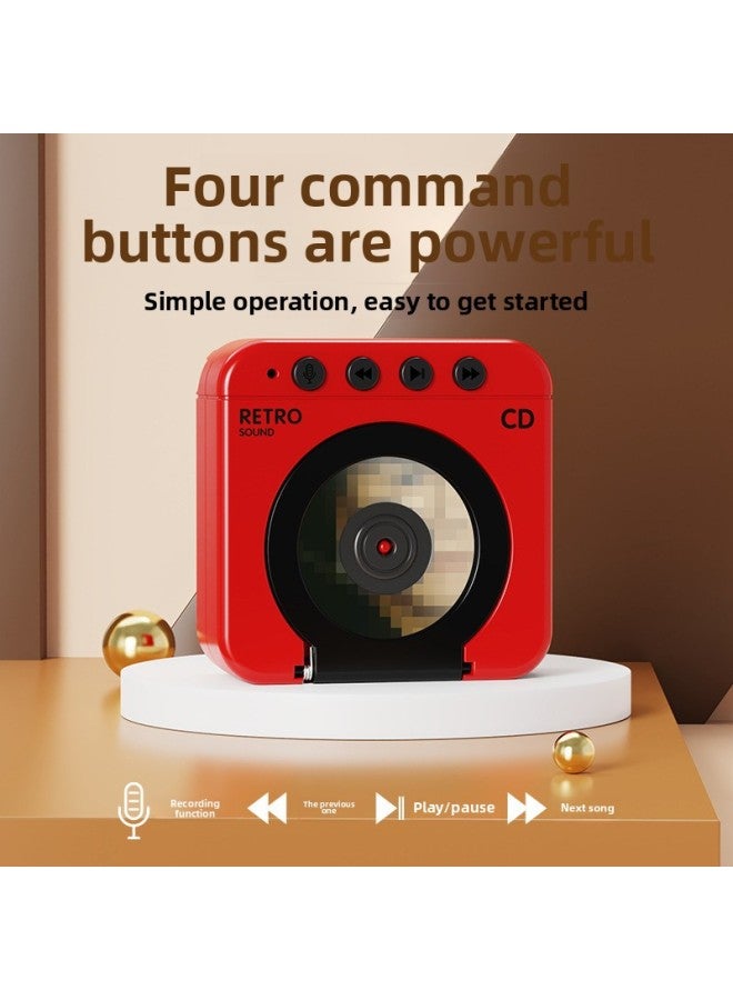 Loquat Explosions Recordable Singer Mini Speaker Retro CD Machine Children Boys And Girls Innovative Keychain Toy-Color:Red Retro Cd Player 【full Set Of Records*4】  - Image 5