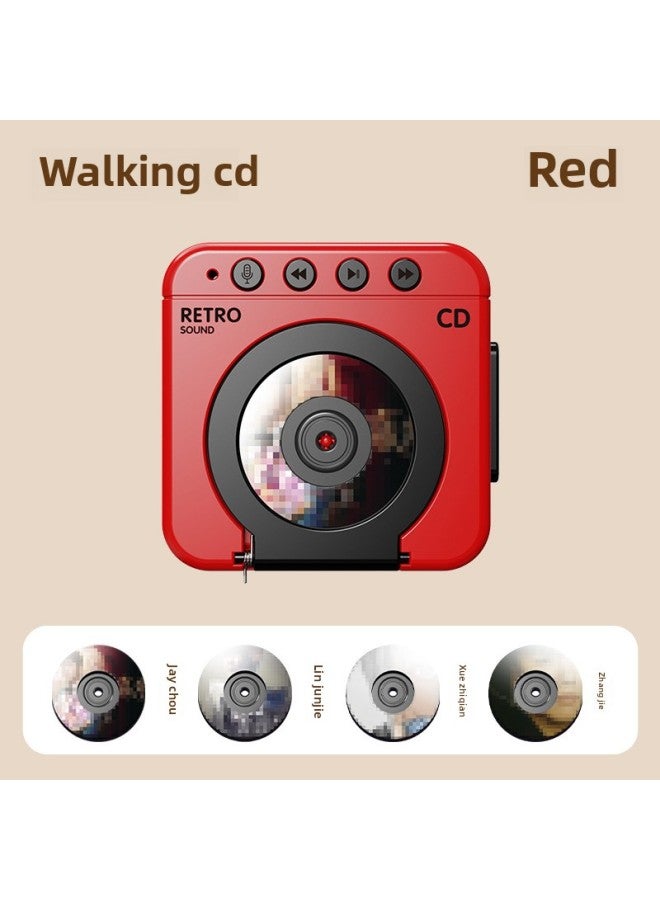 Loquat Explosions Recordable Singer Mini Speaker Retro CD Machine Children Boys And Girls Innovative Keychain Toy-Color:Red Retro Cd Player 【full Set Of Records*4】  - Image 1