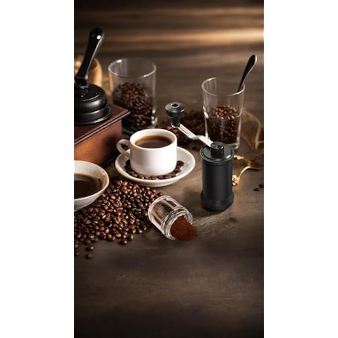 Honwor Portable Ceramic Burr Coffee  Spice Grinder  Manual Adjustable For FineCoarse Grinds Compact Design For Home Travel  Camping  Includes Cleaning Brush - Image 5