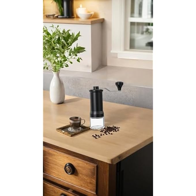 Honwor Portable Ceramic Burr Coffee  Spice Grinder  Manual Adjustable For FineCoarse Grinds Compact Design For Home Travel  Camping  Includes Cleaning Brush - Image 3
