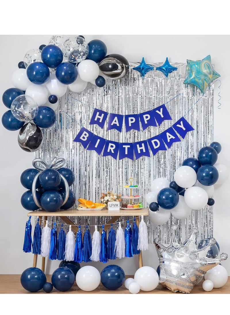 xppier Navy Blue Birthday Party Decoration Set, Happy Birthday Banner DIY Decoration Set 