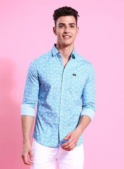 The Indian Garage Co Men Slim Fit Abstract Printed Full Sleeves Spread Collar Casual Shirt