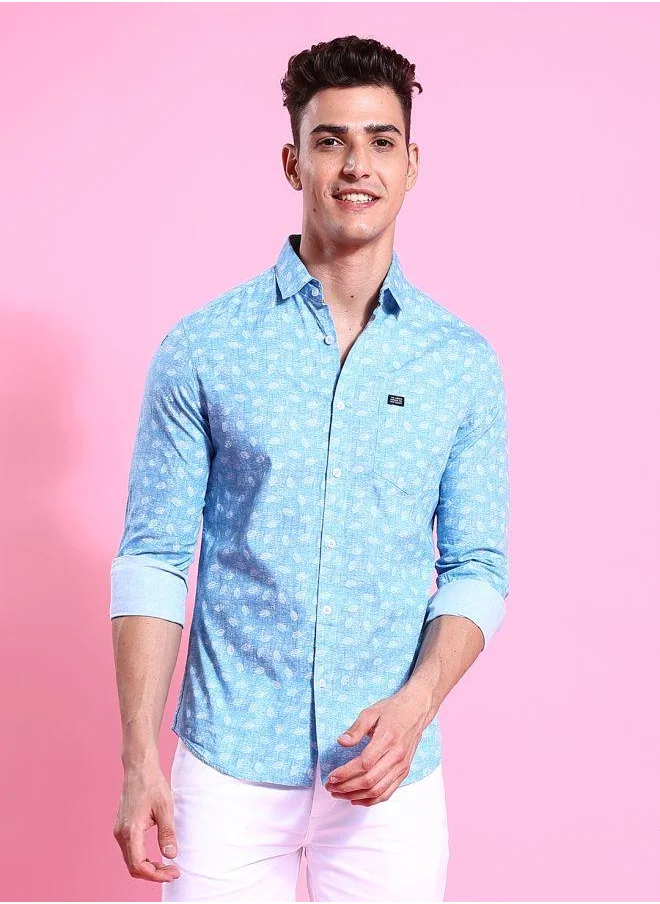 The Indian Garage Co Men Slim Fit Abstract Printed Full Sleeves Spread Collar Casual Shirt