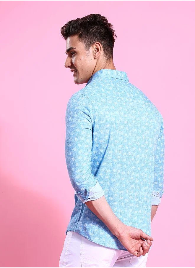 The Indian Garage Co Men Slim Fit Abstract Printed Full Sleeves Spread Collar Casual Shirt