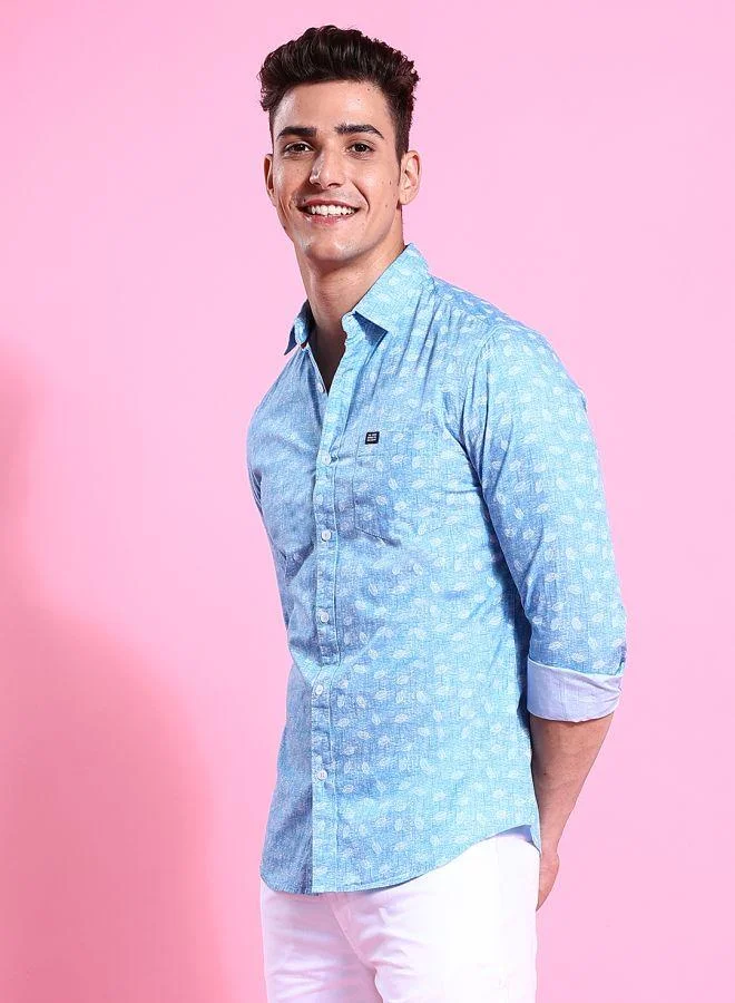 The Indian Garage Co Men Slim Fit Abstract Printed Full Sleeves Spread Collar Casual Shirt