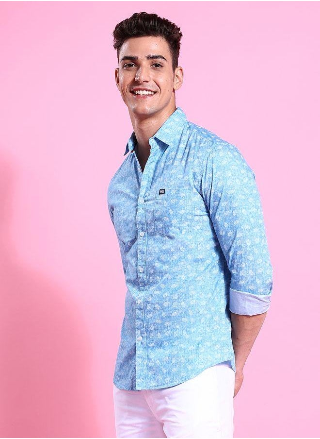 The Indian Garage Co Men Slim Fit Abstract Printed Full Sleeves Spread Collar Casual Shirt  - Image 4
