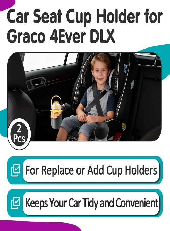 Joworthy 2 Pcs Car Seat Cup Holders Compatible with Graco 4Ever DLX, Dishwasher Safe Single Cup Holder, Durable Replacement Accessory for Toddler Car Seats, Fits Left or Right Side(Black) - Image 2