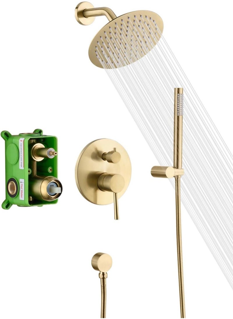 واي دي نظام دش مطري فاخر مخفي مع دش يدوي، وصمام خلط لموازنة الضغط، ورأس دش مطري علوي، ومجموعة دش مثبتة على الحائط للحمامات العصرية - Image 1
