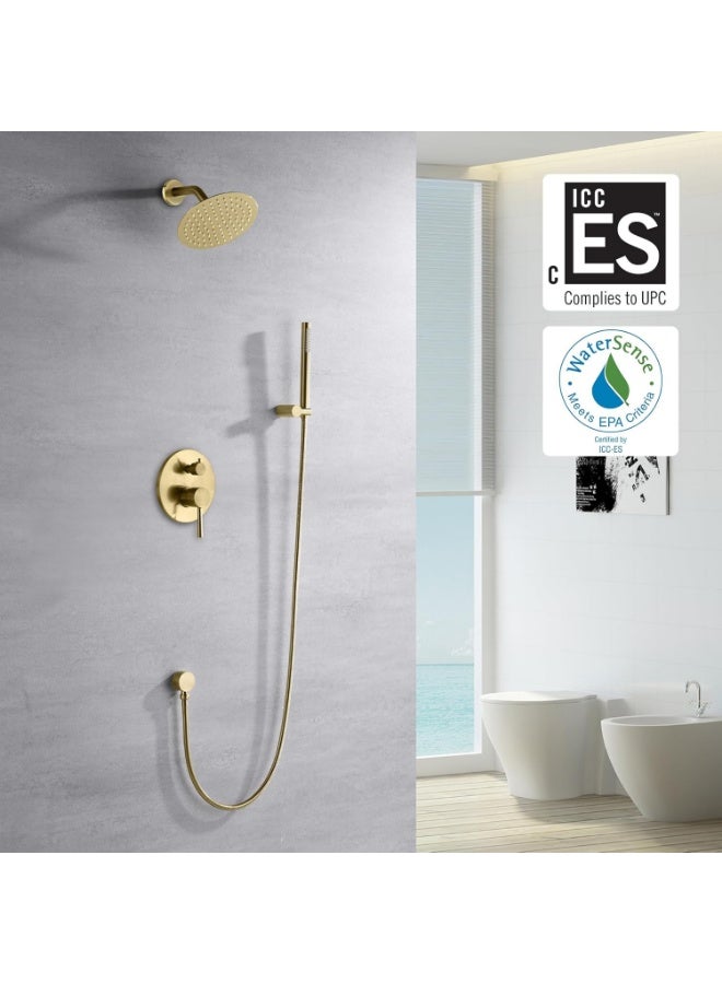 واي دي نظام دش مطري فاخر مخفي مع دش يدوي، وصمام خلط لموازنة الضغط، ورأس دش مطري علوي، ومجموعة دش مثبتة على الحائط للحمامات العصرية - Image 2