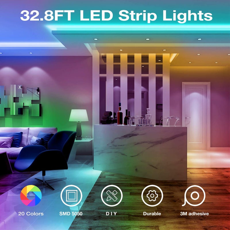 DAYBETTER Led Strip Lights 32.8ft Kit with Remote and Power Supply Color Changing - Image 2