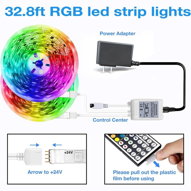 DAYBETTER Led Strip Lights 32.8ft Kit with Remote and Power Supply Color Changing - Image 3