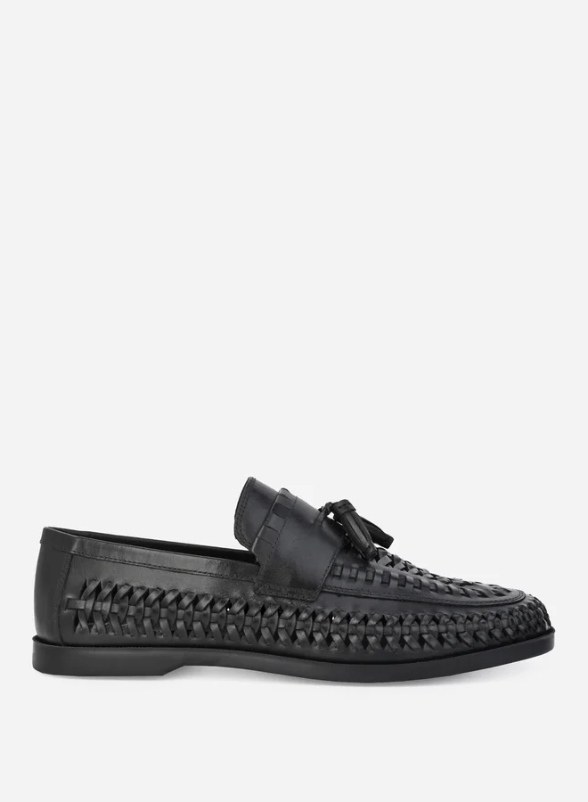 Styli Styli Genuine Leather Handmade Woven Loafers