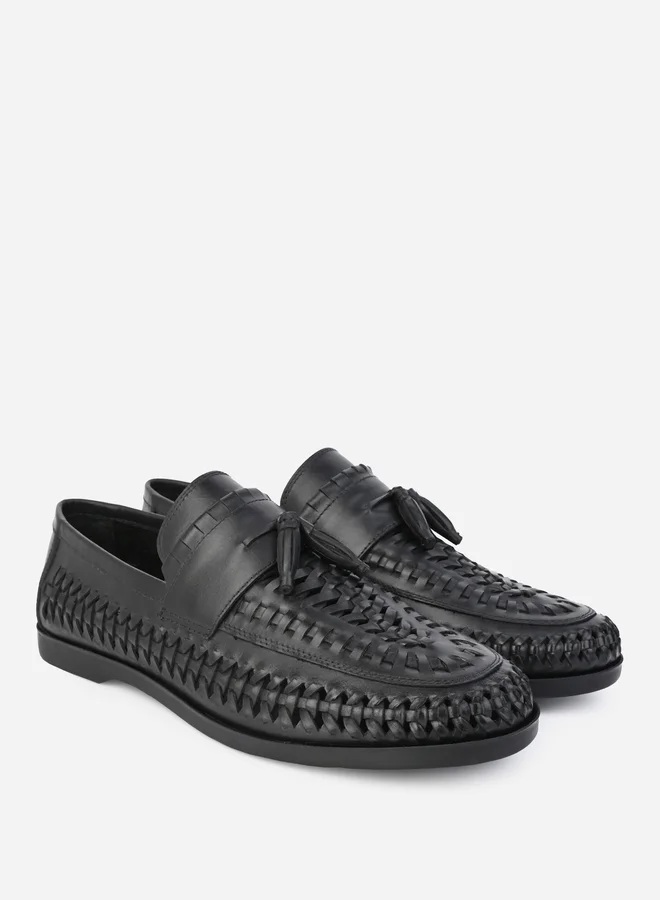 Styli Styli Genuine Leather Handmade Woven Loafers