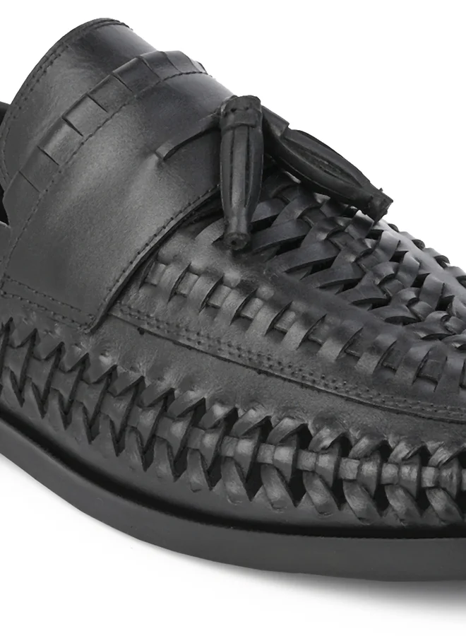 Styli Styli Genuine Leather Handmade Woven Loafers