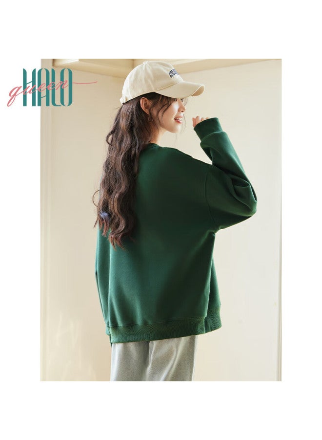 HALOQUEEN Halo Queen Fleece-lined Sweatshirt Women Autumn Winter Crewneck Sketch Cute Cat Trendy Loose Pullover H44w005 - Image 5