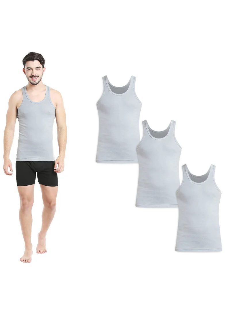BYC MEN'S COTTON VEST (PACK OF 3) - GREY