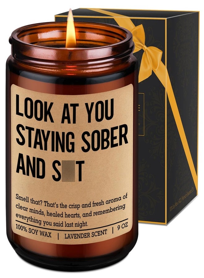 LEADO Scented Candle, Sober Gifts, Sobriety Gifts for Women, Men - Recovering, 1 Year Sober, 2 Year Sobriety Presents - Funny Proud of You, Anniversary, Recovery, Birthday Present for Her, Him - Image 1
