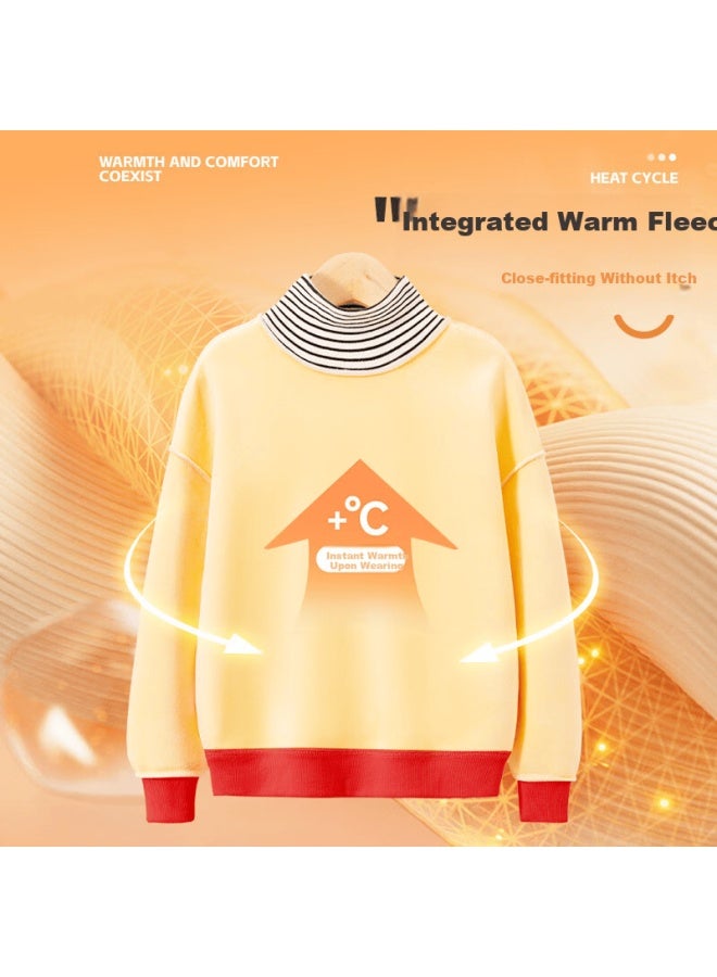 Pepco Kids Fleece-lined Hoodie Autumn Winter Mock Neck Thick Warm Top Boys Girls Lunar New Year Outfit Red 120 - Image 1