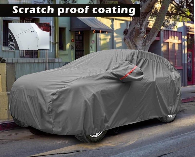 Auto Hub Car Cover Compatible with Maruti Baleno with Antenna & Mirror Pocket, Waterproof Layers, Baleno Car Cover Waterproof - Taiwan Grey - Image 4