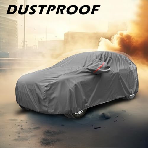 Auto Hub Car Cover Compatible with Maruti Baleno with Antenna & Mirror Pocket, Waterproof Layers, Baleno Car Cover Waterproof - Taiwan Grey - Image 5