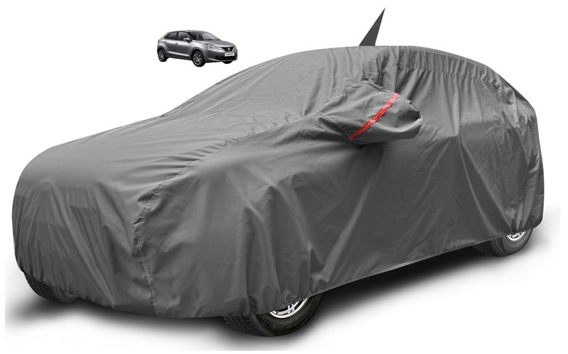 Auto Hub Car Cover Compatible with Maruti Baleno with Antenna & Mirror Pocket, Waterproof Layers, Baleno Car Cover Waterproof - Taiwan Grey - Image 1