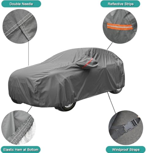 Auto Hub Car Cover Compatible with Maruti Baleno with Antenna & Mirror Pocket, Waterproof Layers, Baleno Car Cover Waterproof - Taiwan Grey - Image 2