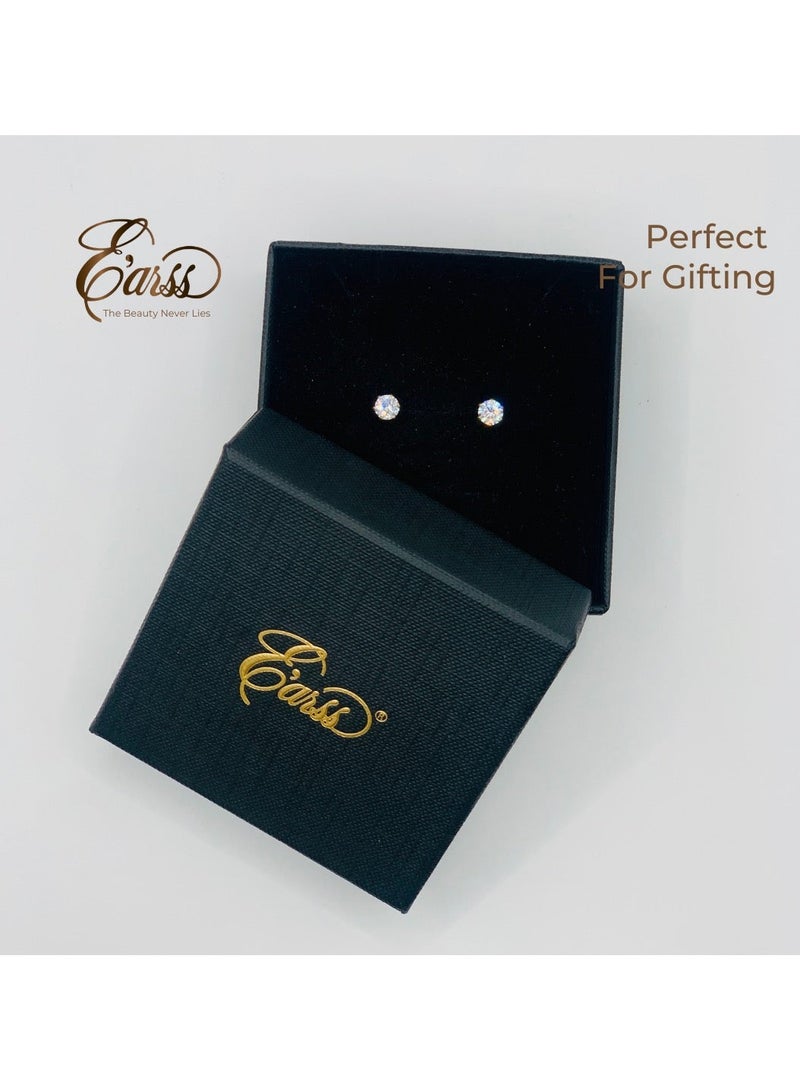 Earss Diamond Birth Stone April Gold Stud | Stainless Steel | 18K Gold Plated - Image 5