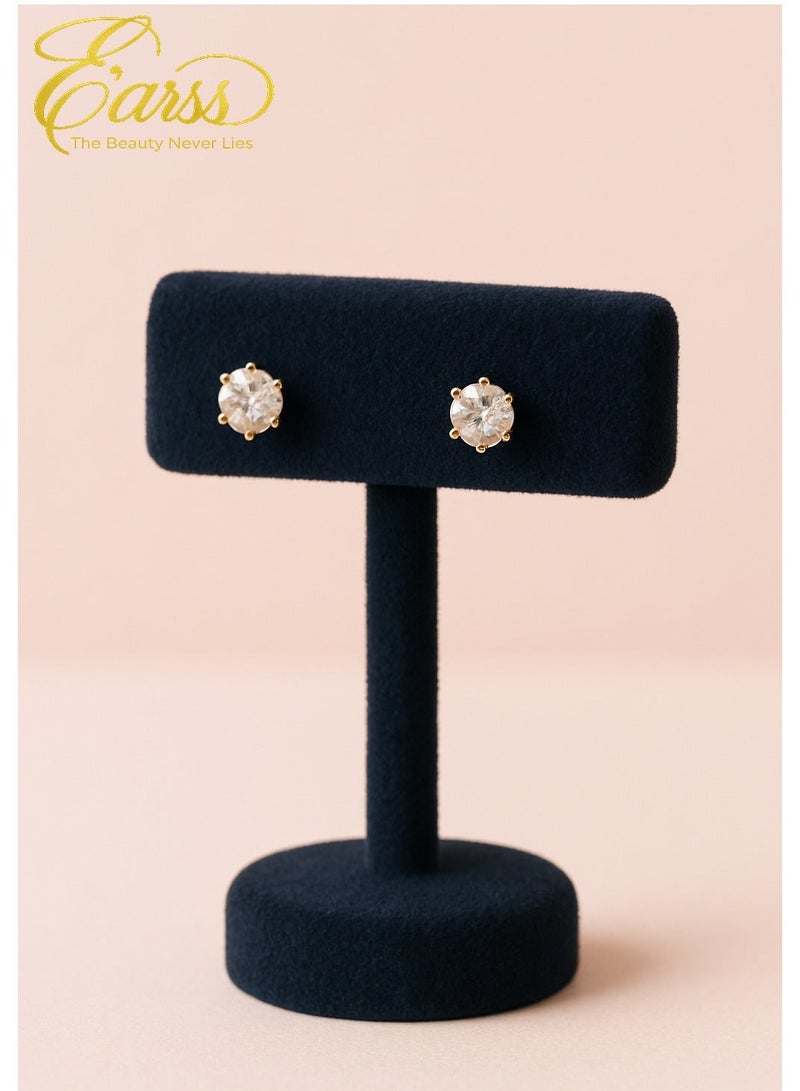 Earss Diamond Birth Stone April Gold Stud | Stainless Steel | 18K Gold Plated - Image 3