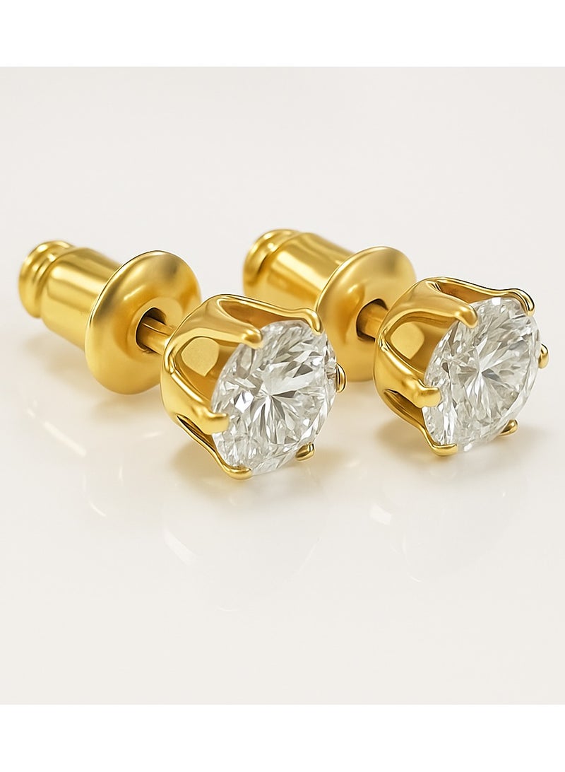 Earss Diamond Birth Stone April Gold Stud | Stainless Steel | 18K Gold Plated - Image 1