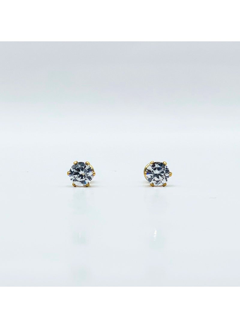 Earss Diamond BirthStone Apr Gold Stud | Stainless Steel | 18K Gold Plated  - Image 1