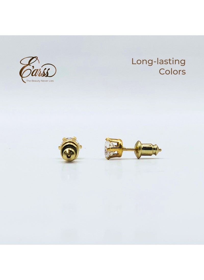 Earss Diamond BirthStone Apr Gold Stud | Stainless Steel | 18K Gold Plated  - Image 4