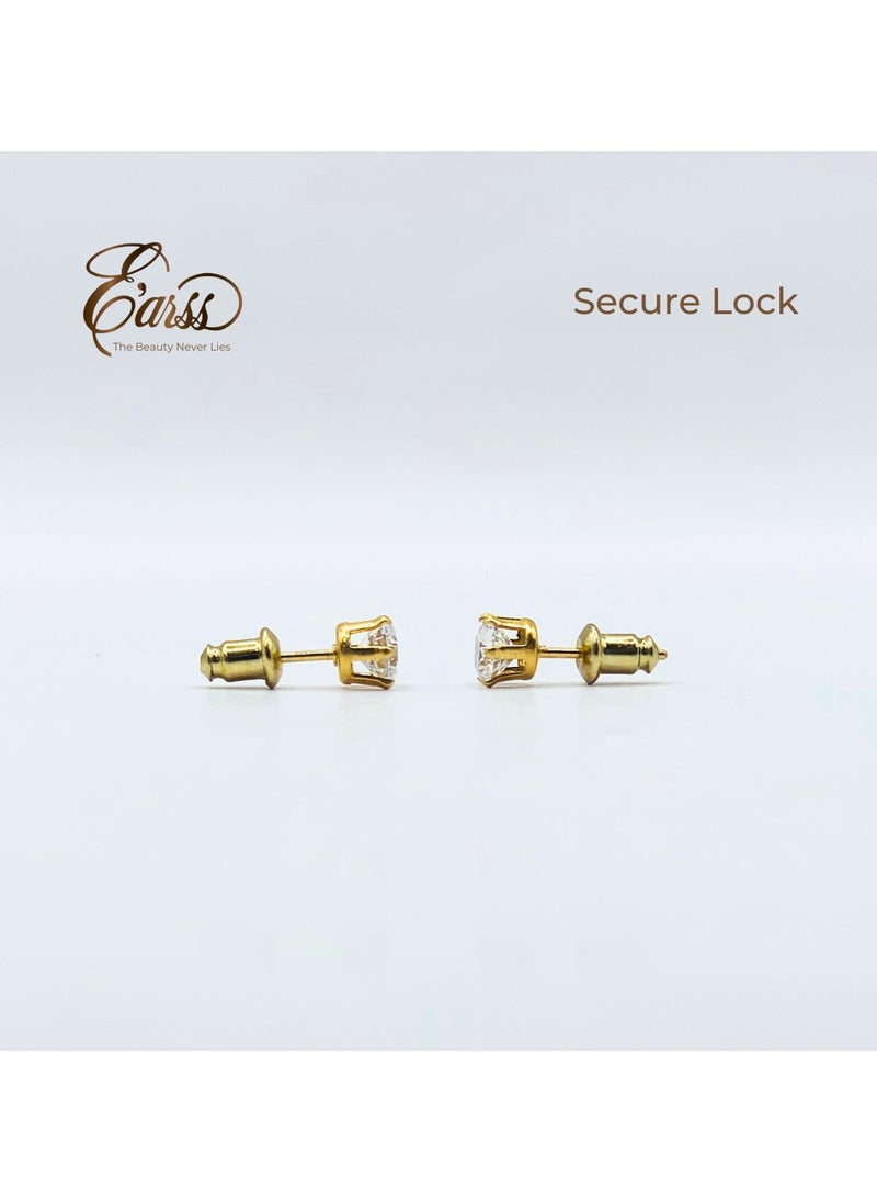Earss Diamond BirthStone Apr Gold Stud | Stainless Steel | 18K Gold Plated  - Image 5