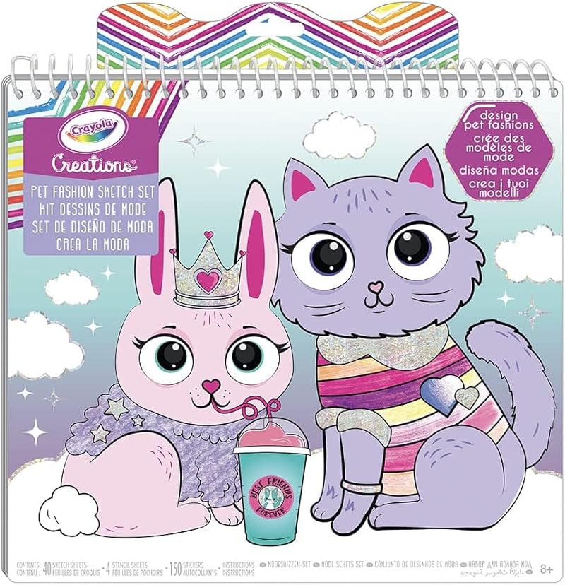 CRAYOLA- Creations, Puppy Fashion Set, Album with 40 Pages, Stencils and 150 Stickers, Creative Activity for Children