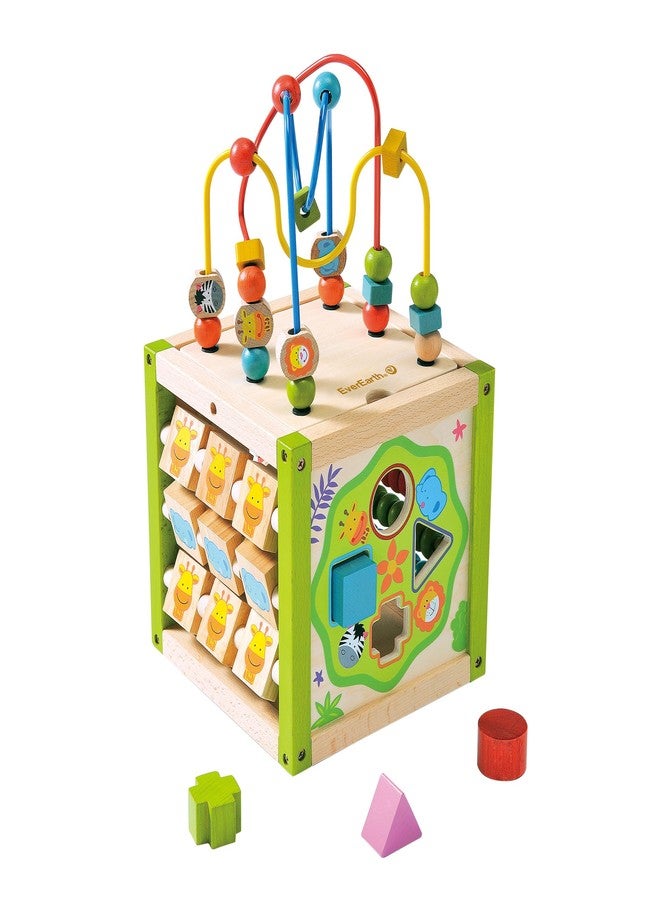 EverEarth Wooden Activity Cube with Bead Maze, 5 in 1 Activity Center, Educational Learning Montessori Toys for Toddlers for Kids 1+, FSC Certified - Image 1
