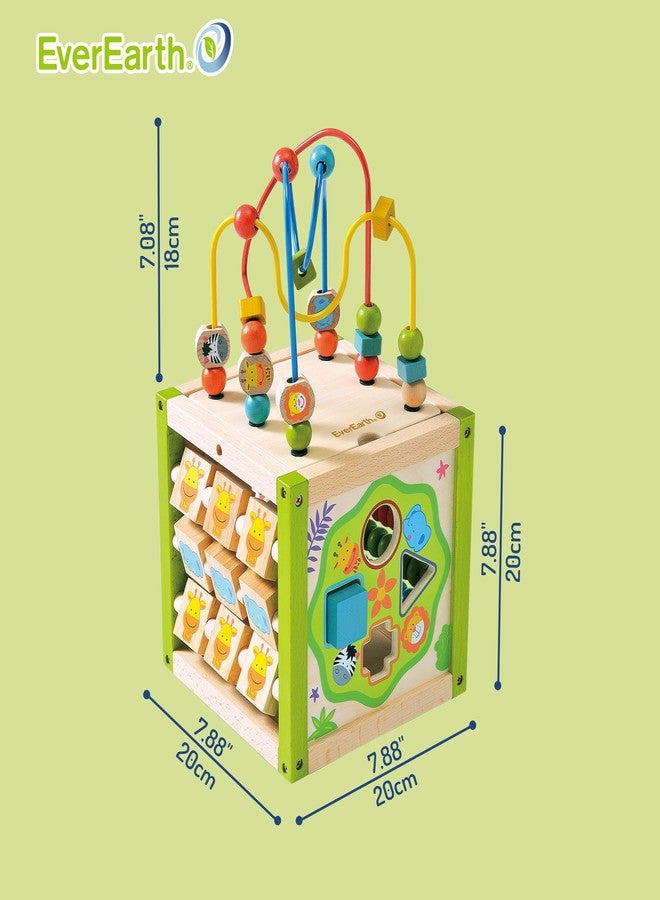 EverEarth Wooden Activity Cube with Bead Maze, 5 in 1 Activity Center, Educational Learning Montessori Toys for Toddlers for Kids 1+, FSC Certified - Image 5