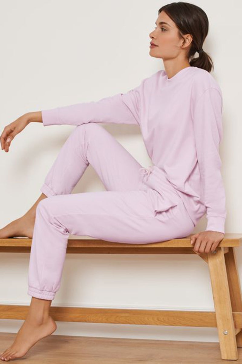 Tchibo سروال جوجر للنساء بقصة عادية مع حبل سحب وجيب جانبي، وردي قديم - Image 1