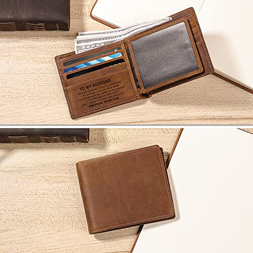 kullder Mens Wallet Engraved Leather Wallets Personalized Mens Gifts for Husband from Wife Custom Wallet for Man Anniversary Christmas Birthday gift - Image 4